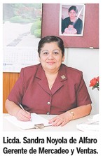 Licda. Sandra Noyola de Alfaro. Gerente de Mercadeo y Ventas