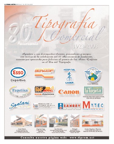 Patrocinadores Suplemento Tipograf&iacute;a Comercial